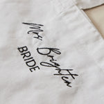 Personalised White Bride Tote Bag with Script Font