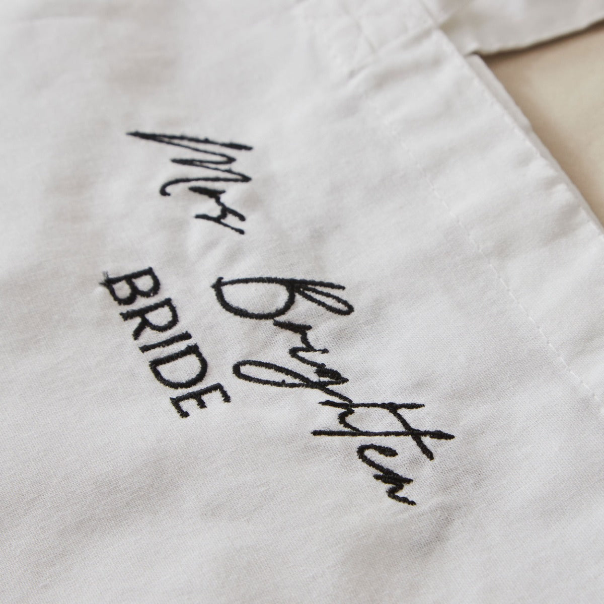 Personalised White Bride Tote Bag with Script Font
