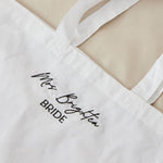 Personalised White Bride Tote Bag with Script Font