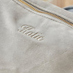 Personalised Large Velvet Make Up Bag in Taupe 