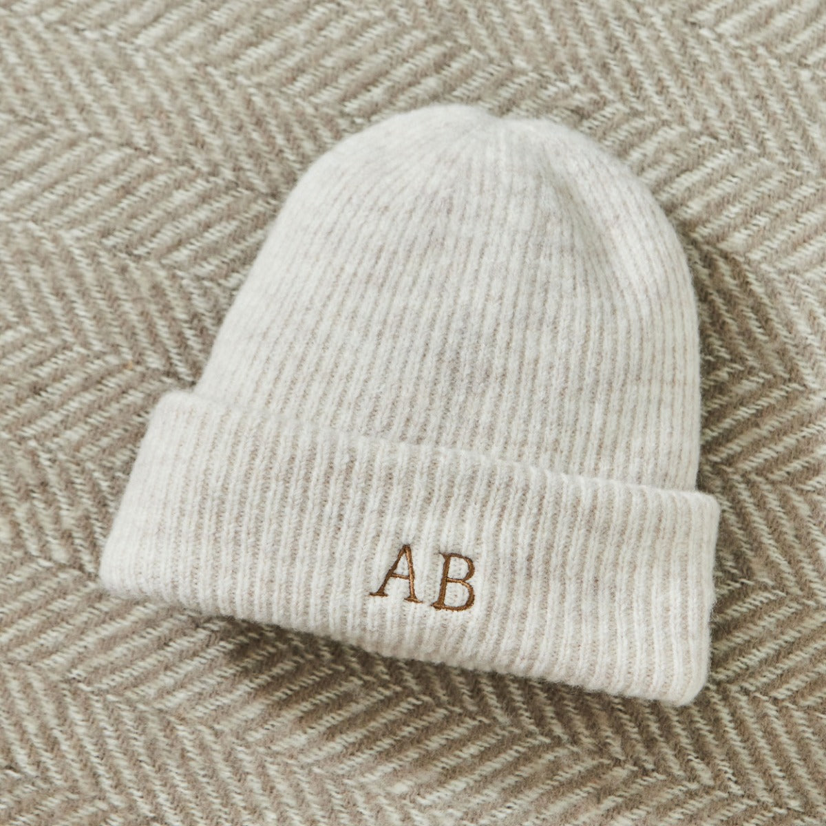 Personalised Almond Initial Beanie 