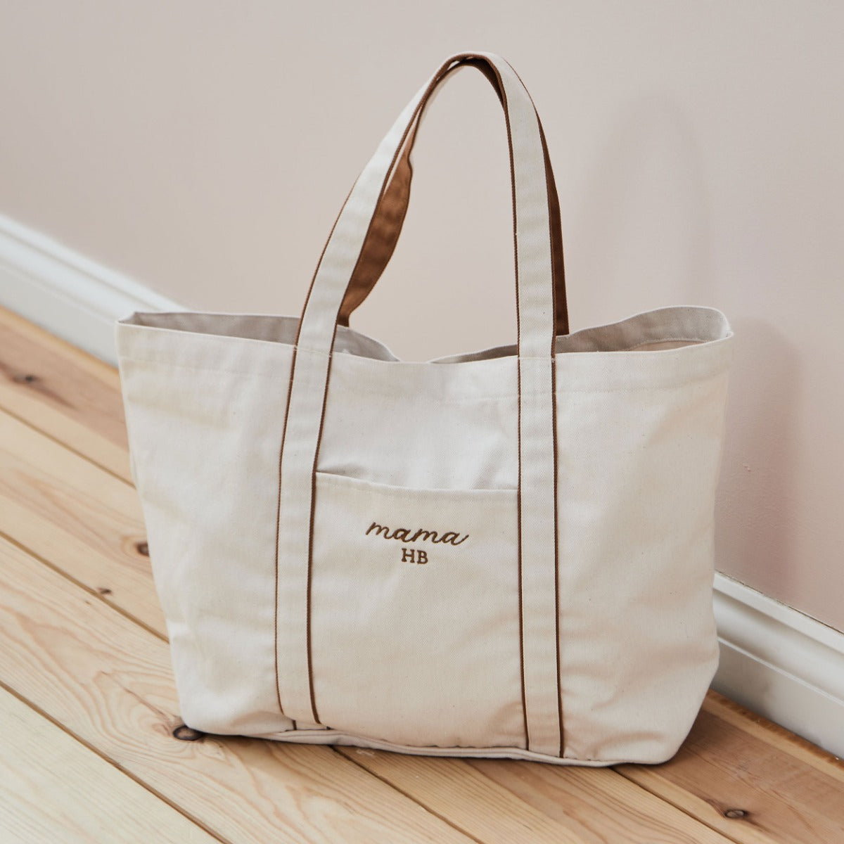 Personalised Mama Canvas Tote in Caramel 
