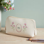 Personalised Oyster Birth flower Make Up Bag