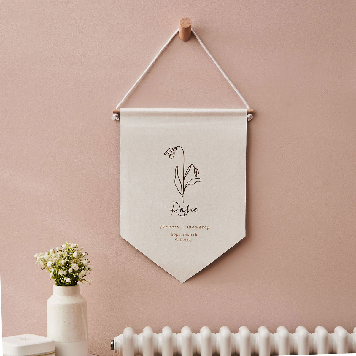 Personalised Birth Flower Wall Hanging Made Yours