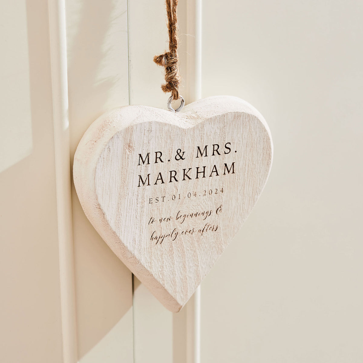 Personalised Wedding Date Wooden Hanging Heart