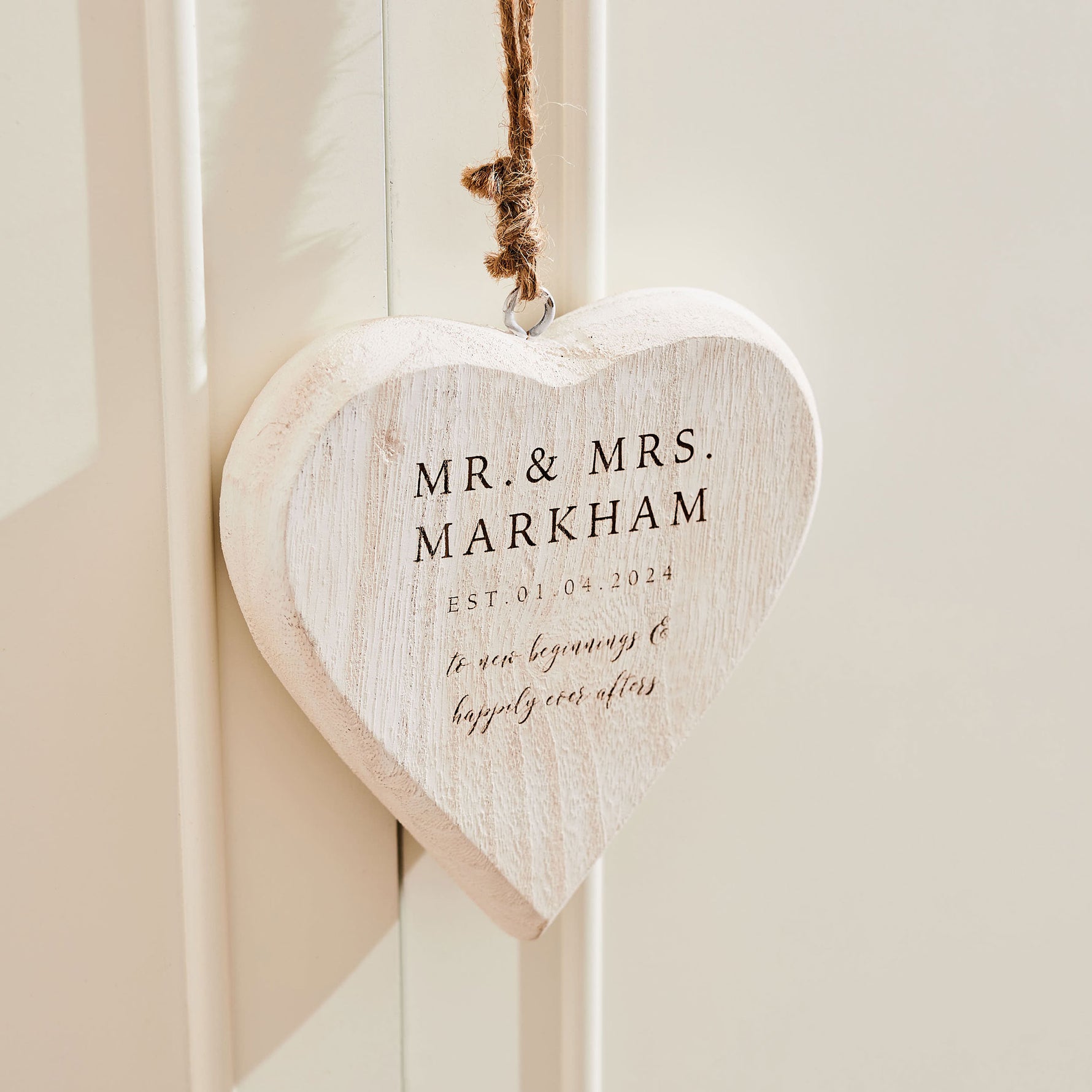 Personalised Wedding Date Wooden Hanging Heart