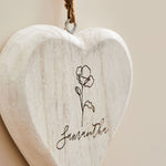 Personalised Birth Flower Wooden Hanging Heart