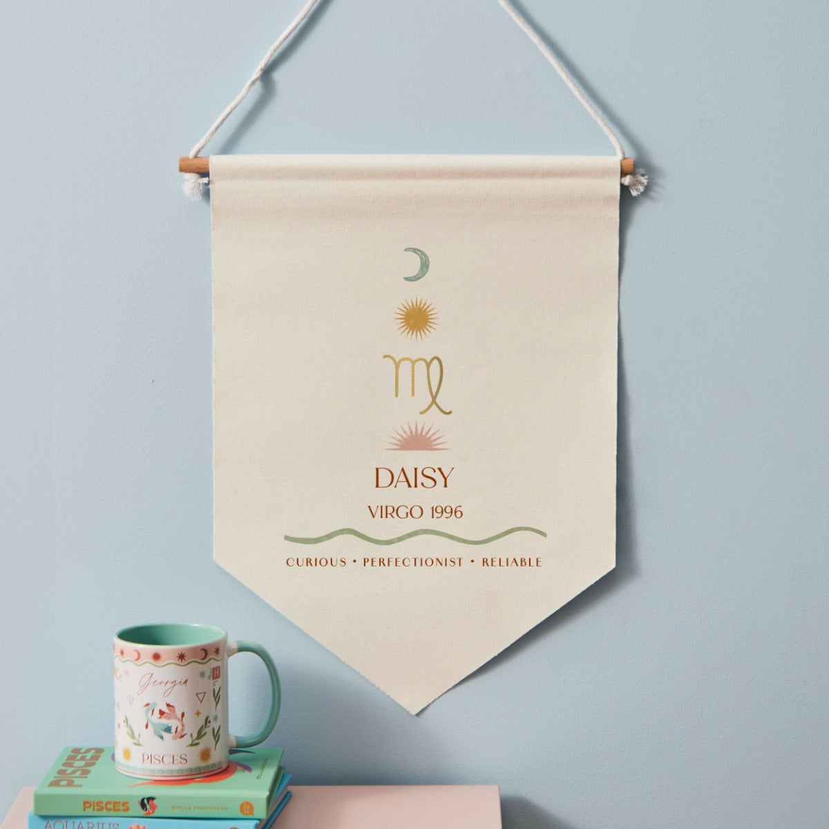 Personalised Canvas Zodiac Sign Wall Hanging by Made Yours