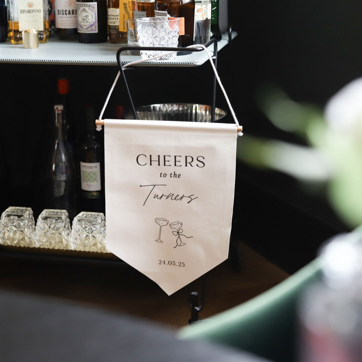 Personalised Black & White Cheers To The... Wedding Wall Hanging