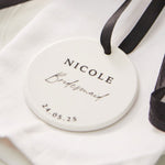 Personalised Black & White Bridal Party Ceramic Hanging Disc Decoration 
