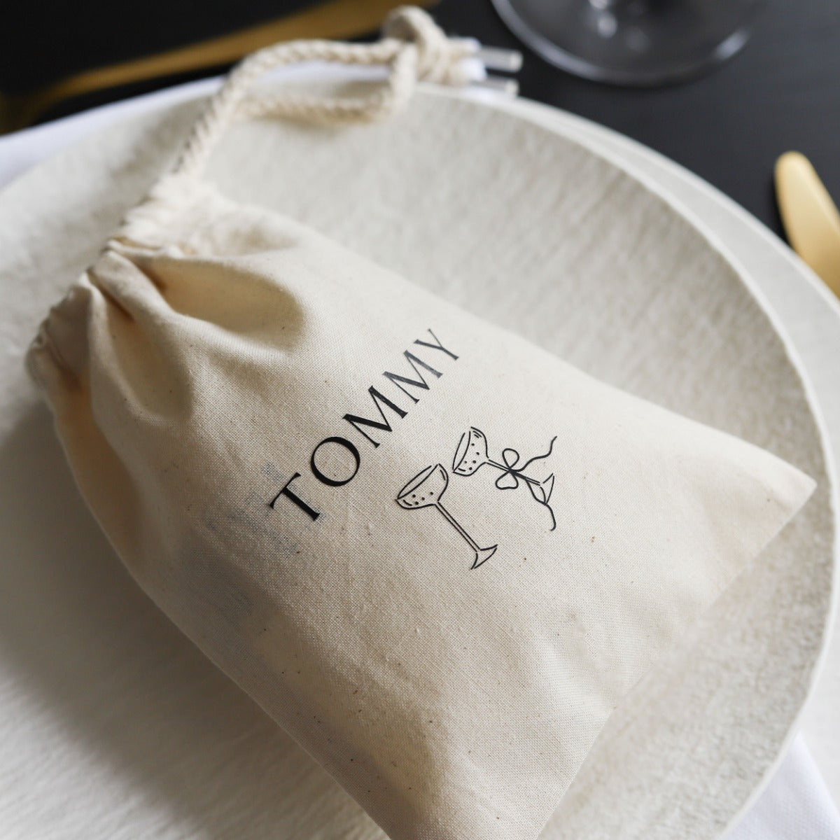 Personalised Black & White Canvas Gift Bag