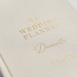 Personalised Blush & Gold Linen Wedding Planner Book by Made Yours