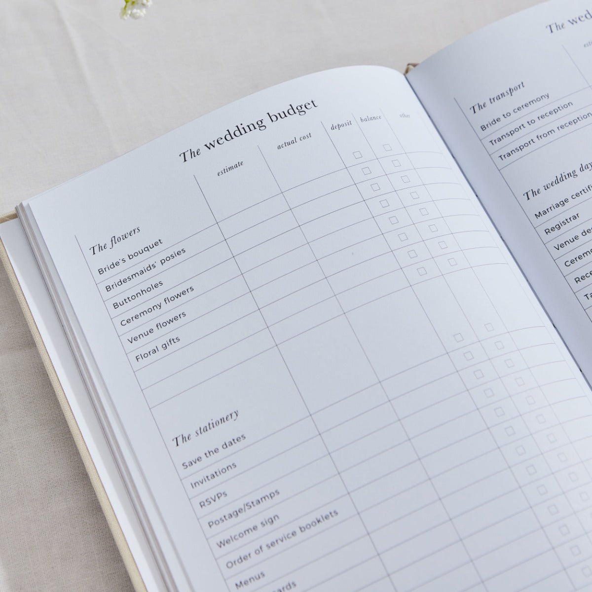 Personalised Blush & Gold Linen Wedding Planner Book by Made Yours