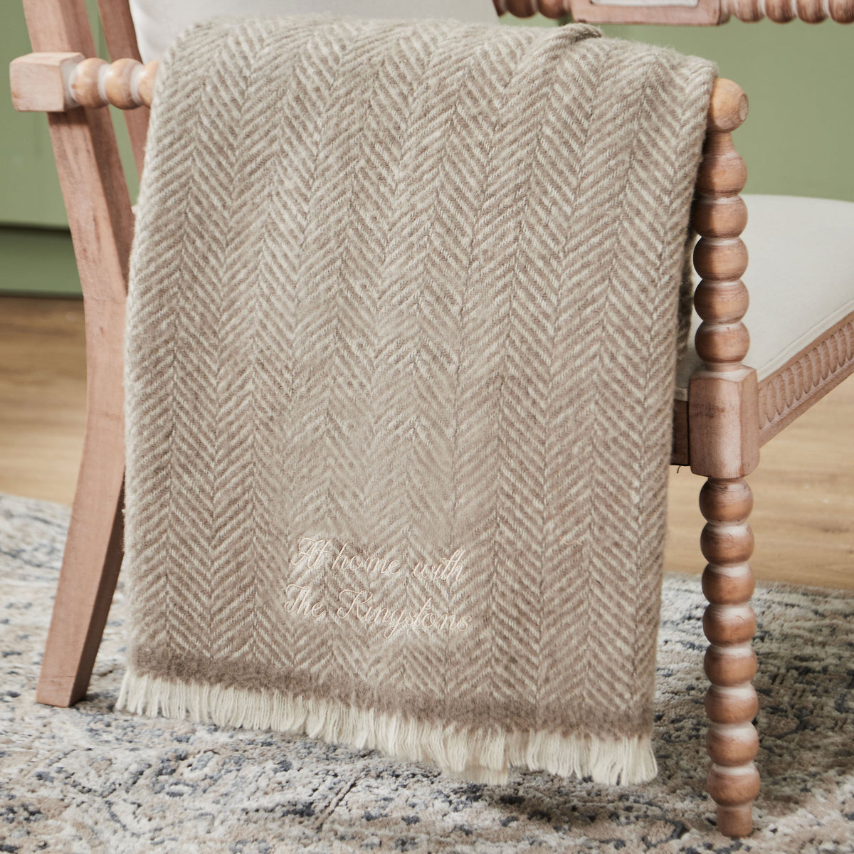 Personalised Herringbone Wool Blanket