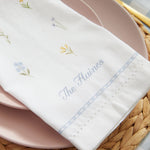 Personalised Floral Print White Cotton Napkin
