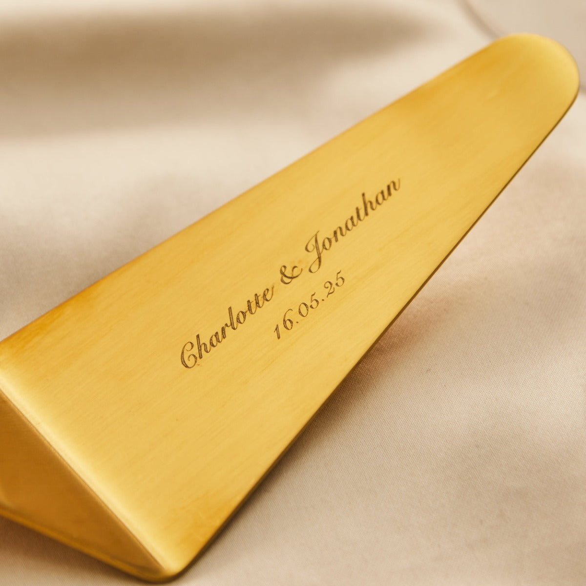 Personalised Brass Wedding Cake Slice 