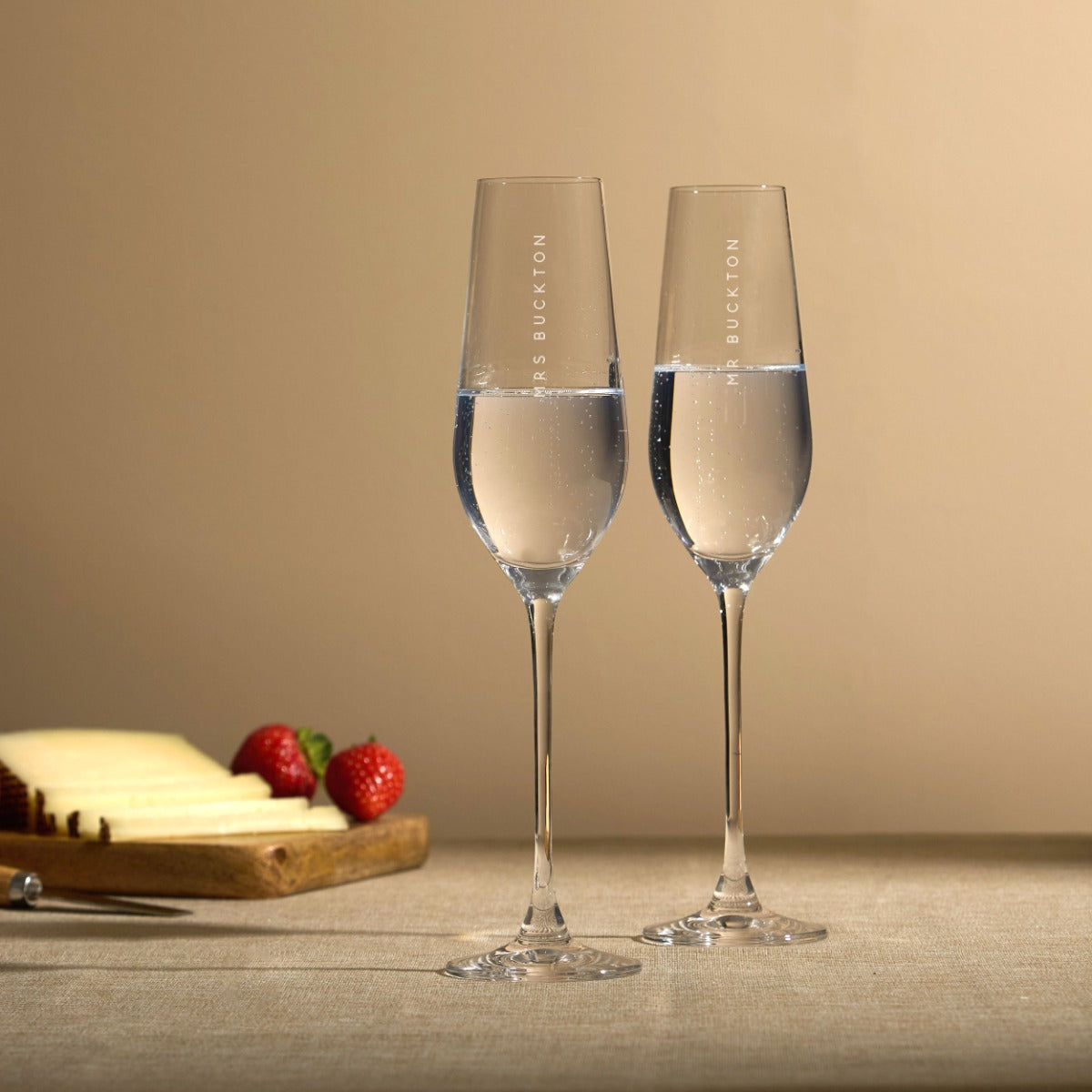 Personalised Mr & Mrs Crystal Champagne Flute Set