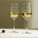 Personalised Mr & Mrs Crystal White Wine Glasses