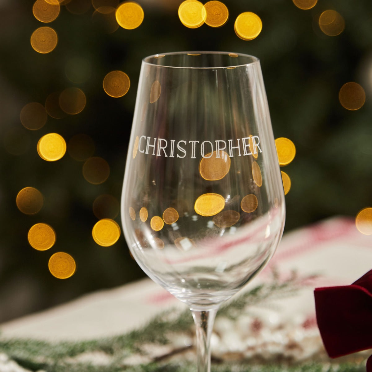 Personalised Inline Font White Wine Glass 