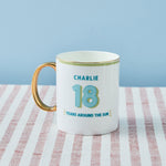 Personalised Modern Milestone 18th Birthday Golden Handle Fine China Mug