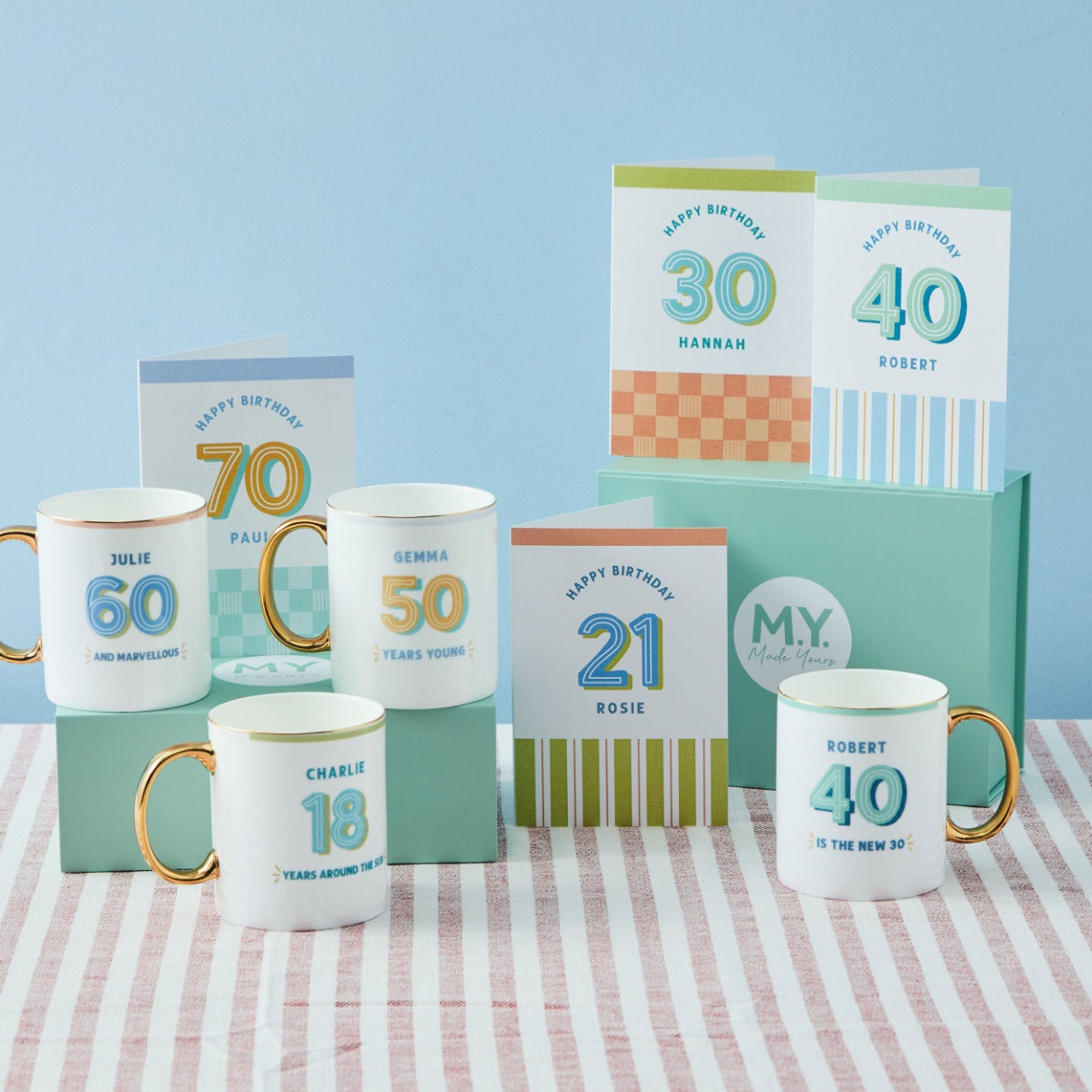 Personalised Modern Milestone 21st Birthday Golden Handle Fine China Mug