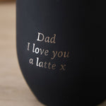 Personalised Black Travel Coffee Cup in Stainless Steel