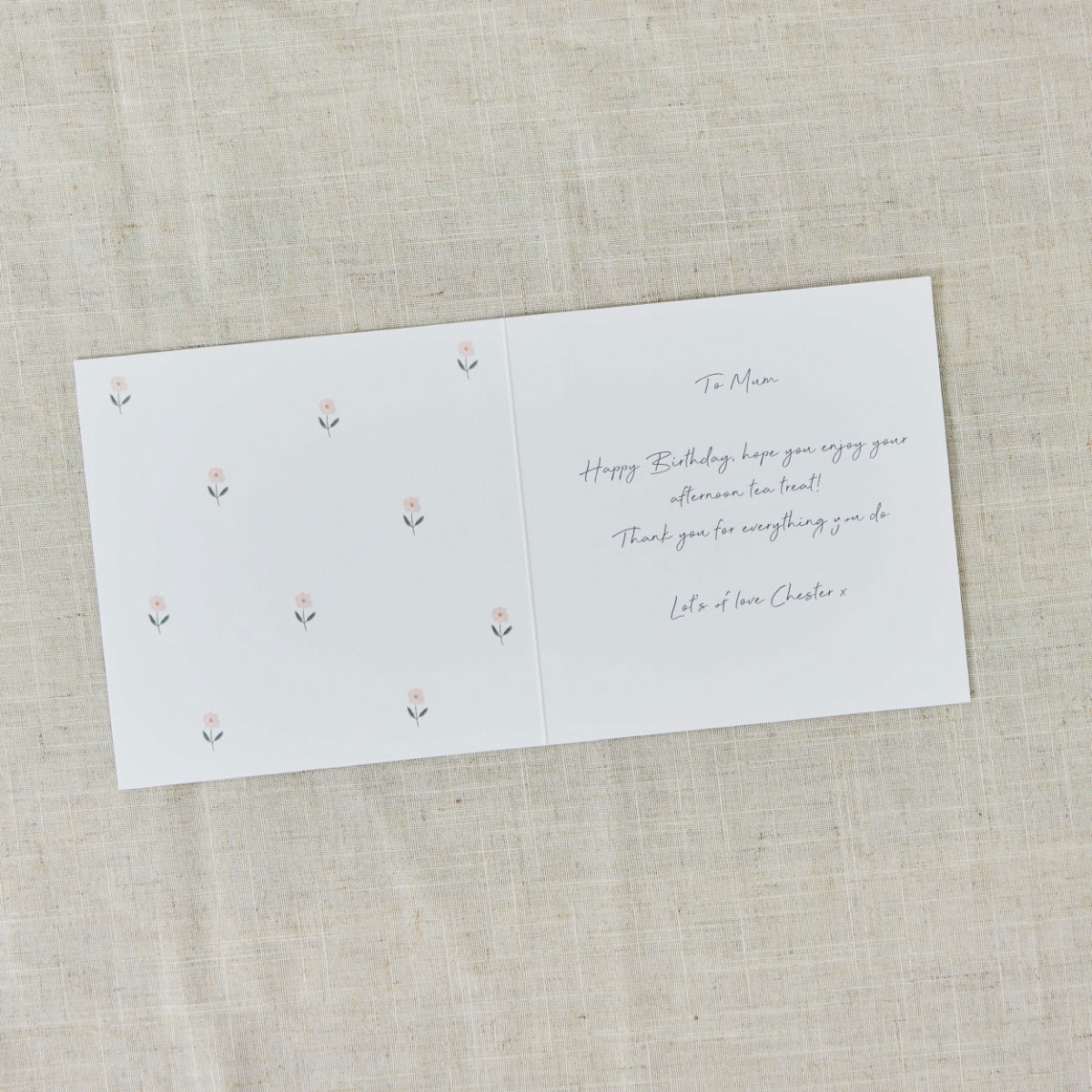 Personalised Floral Border & Bow Happy Birthday Photo Card
