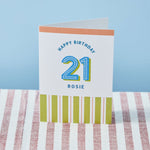 Personalised Modern Milestone 21st Birthday Card