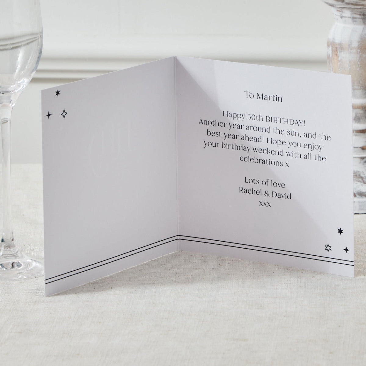 Personalised Sparkle 50th Birthday Card