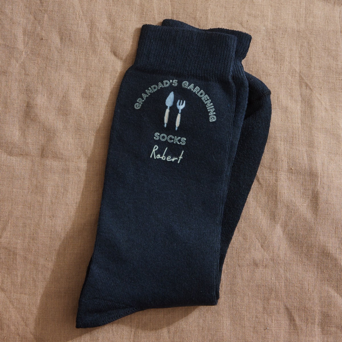 Personalised Navy Gardening Socks 