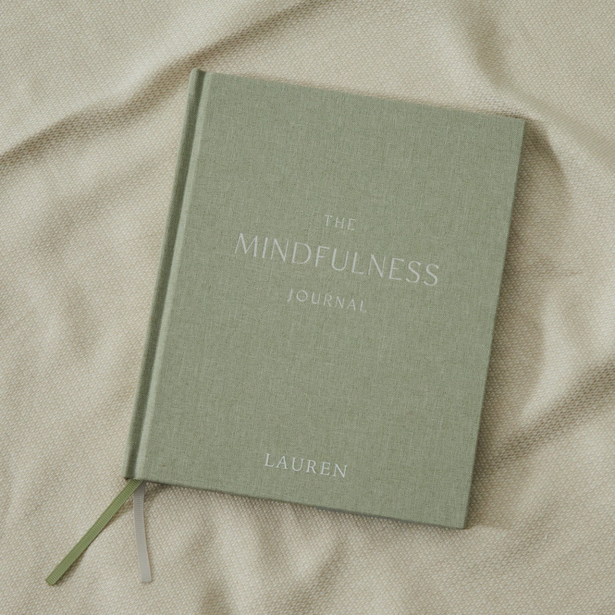 Personalised Sage Linen Mindfulness Journal