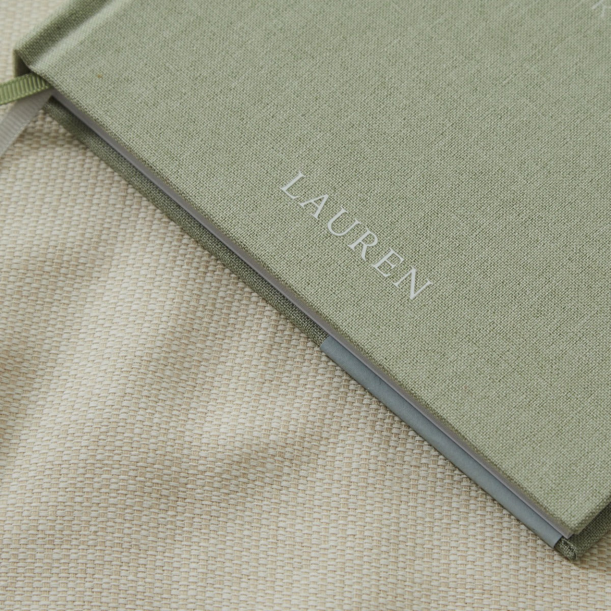 Personalised Sage Linen Mindfulness Journal