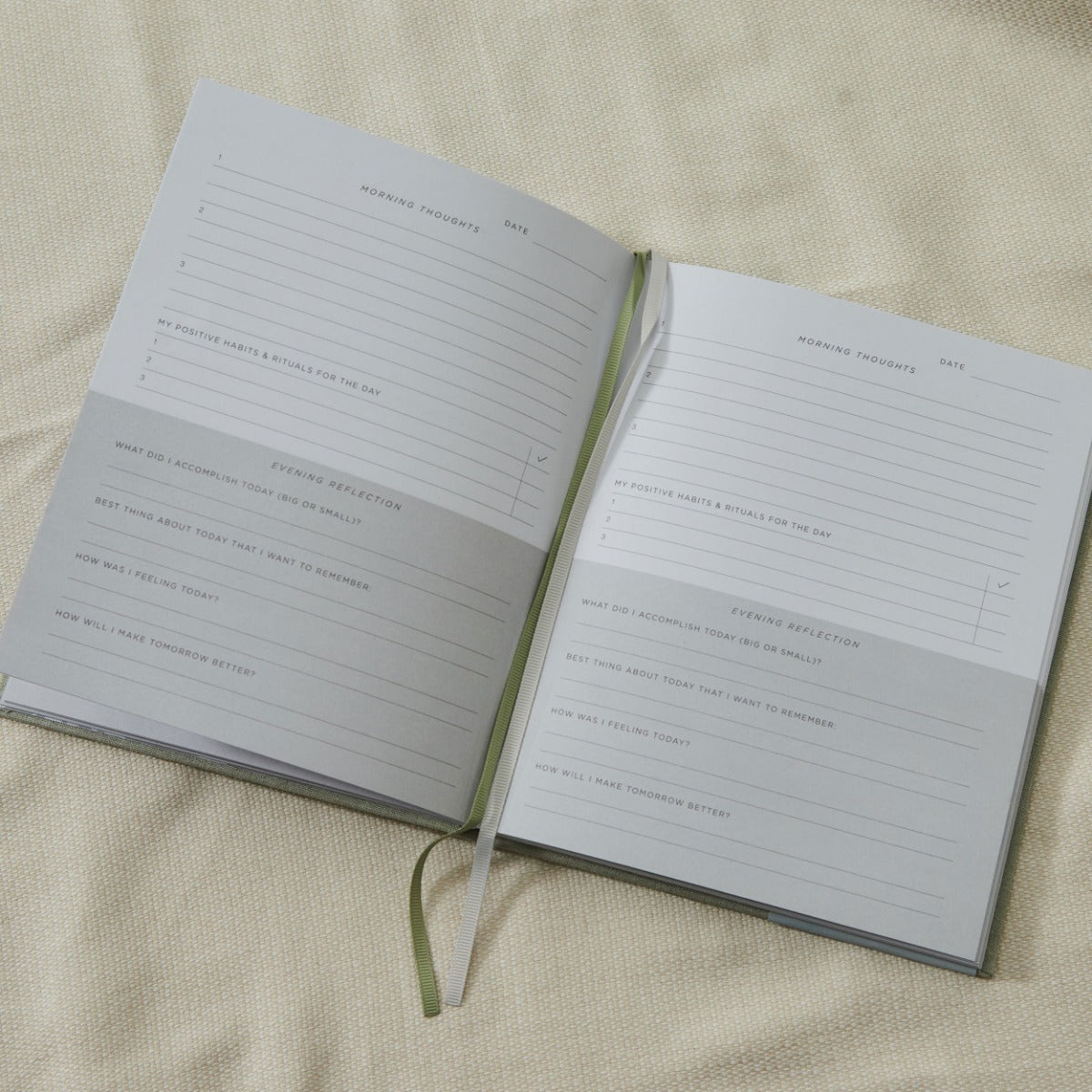 Personalised Sage Linen Mindfulness Journal