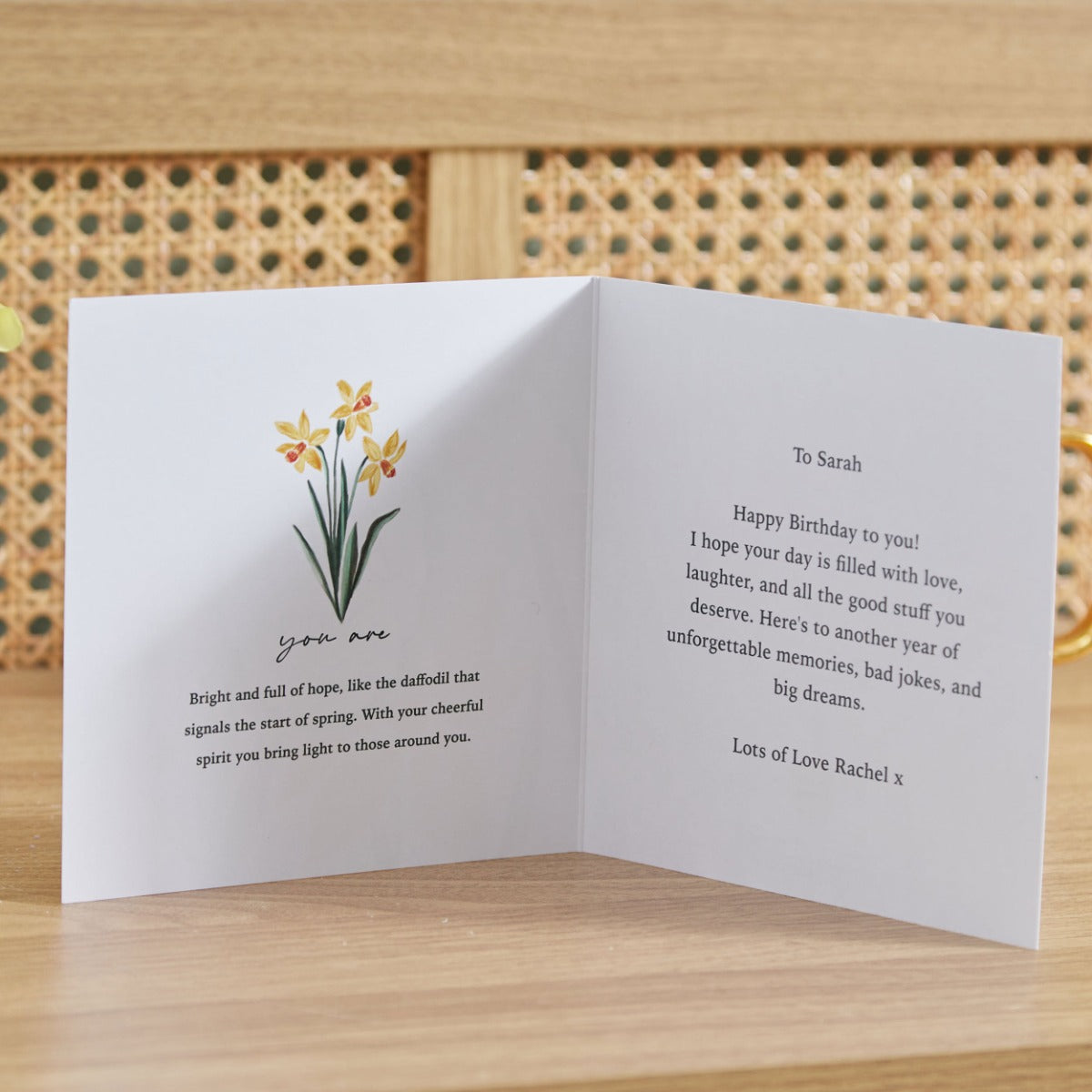 Personalised Birth Flower Square Card