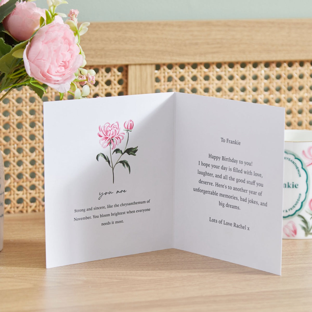 Personalised Birth Flower Square Card