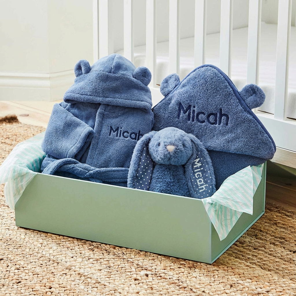 Personalised Wave Blue Splash, Snuggle & Cuddle Gift Set 