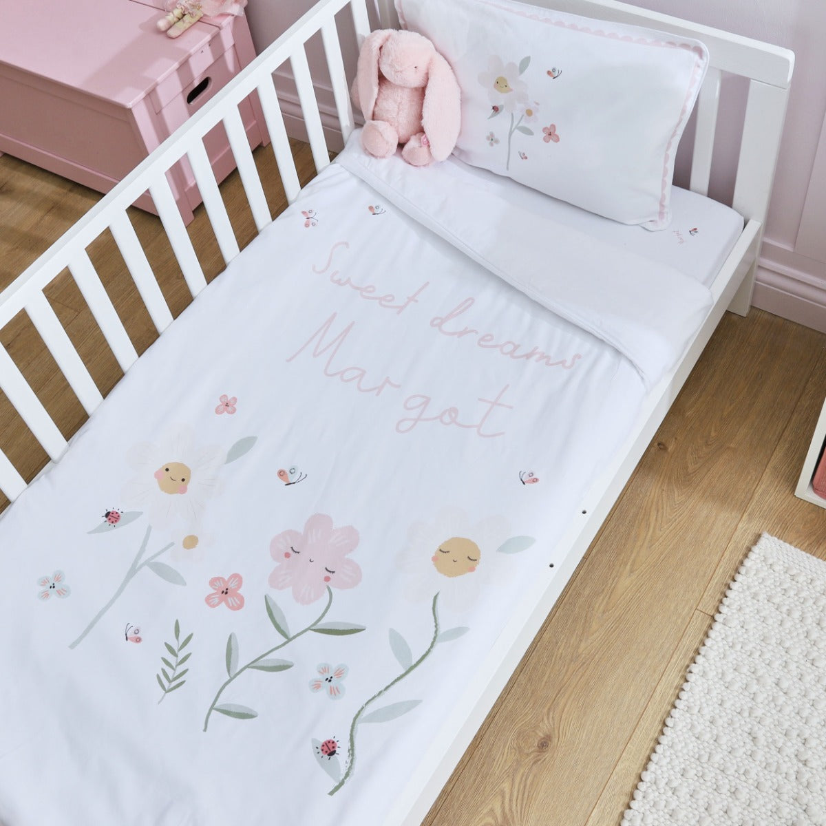 Personalised Floral Sweet Dreams Daisy Bedding Set