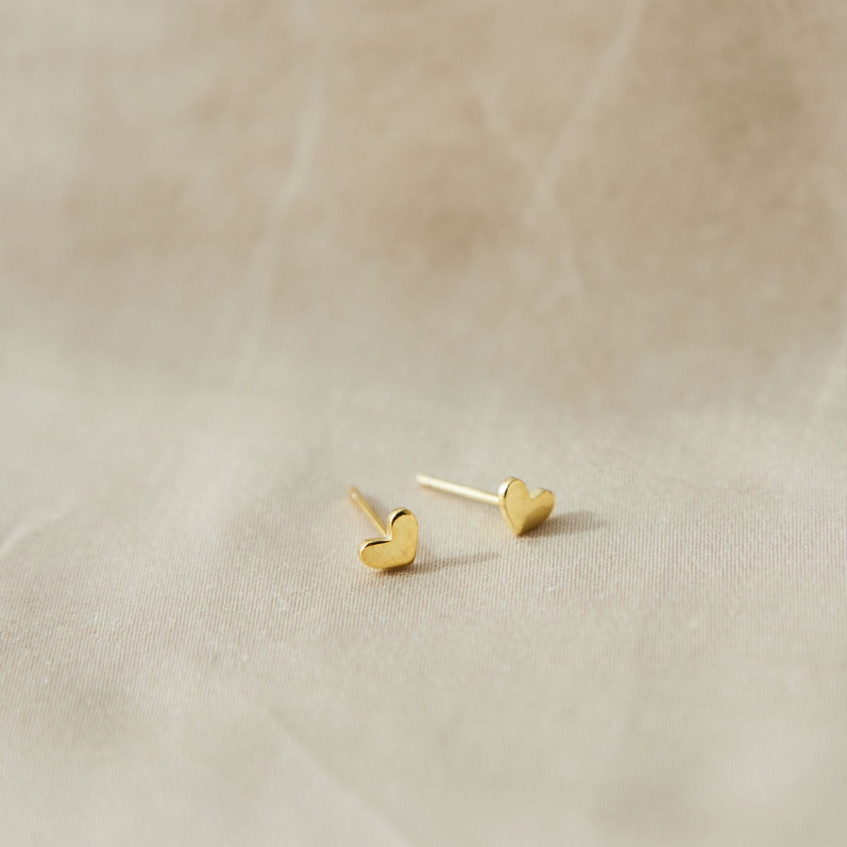 Gold Plated Sterling Silver Tiny Heart Stud Earrings & Personalised Gift Pouch by Made Yours
