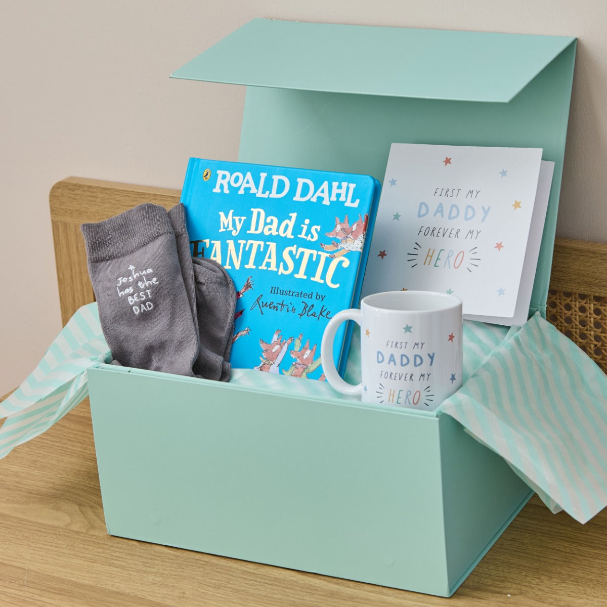 Personalised My Hero Father's Day Sock & Book Gift Set