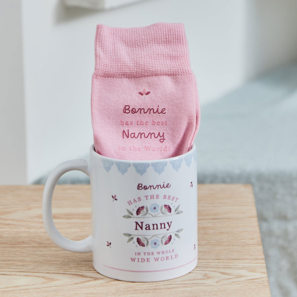 Personalised Best Nanny Mug & Sock Gift Set 