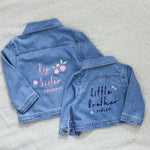 Personalised Big Sibling & Little Sibling Denim Jacket Gift Set