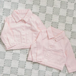 Personalised Big Sister & Little Sister Pink Denim Jacket Gift Set