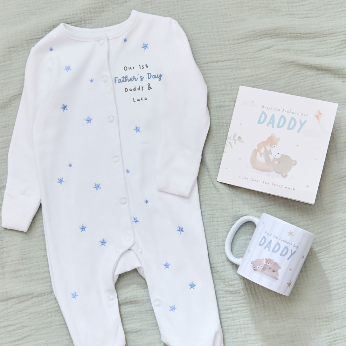 Personalised Father's Day Sleepsuit and Mug Gift Set