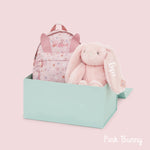 Personalised Pink Bunny Backpack and Toy Set