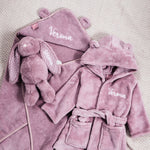 Personalised Dusky Mauve Splash, Snuggle & Cuddle Gift Set