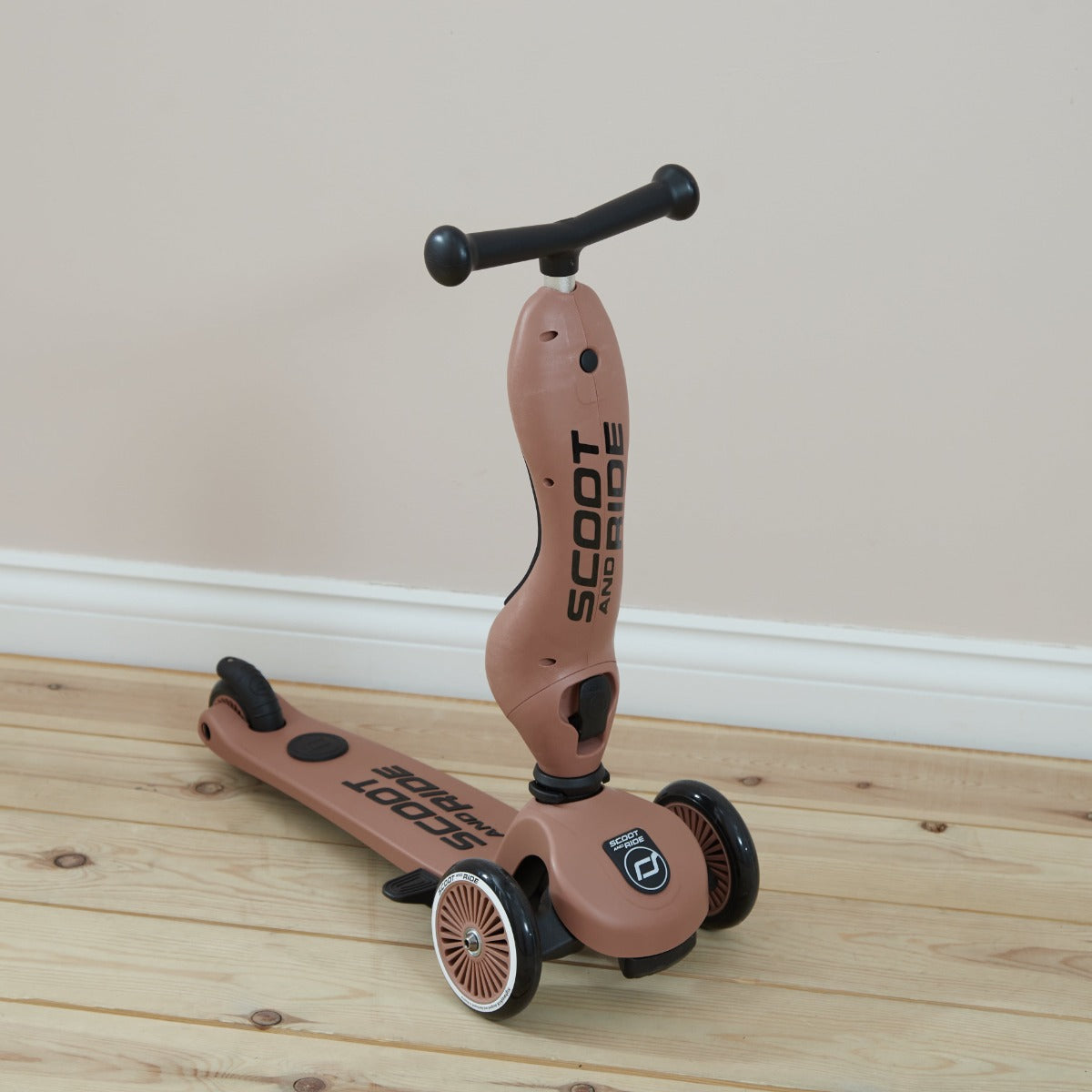 Personalised Scoot & Ride Push & Go Mocha Scooter & Helmet Gift Set