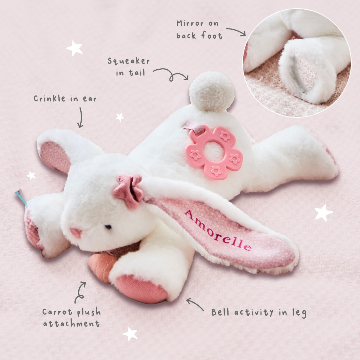Personalised Pink Bunny Rabbit Activity Toy