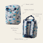 Personalised Grey Dinosaur Print Medium Backpack