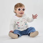 Personalised Front Floral White Lightweight Cardigan