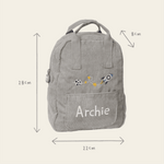 Personalised Rocket Embroidered Grey Cord Backpack